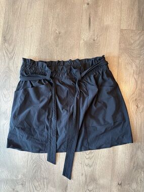 Athleta Black Paperbag-Waist Skort with Tie